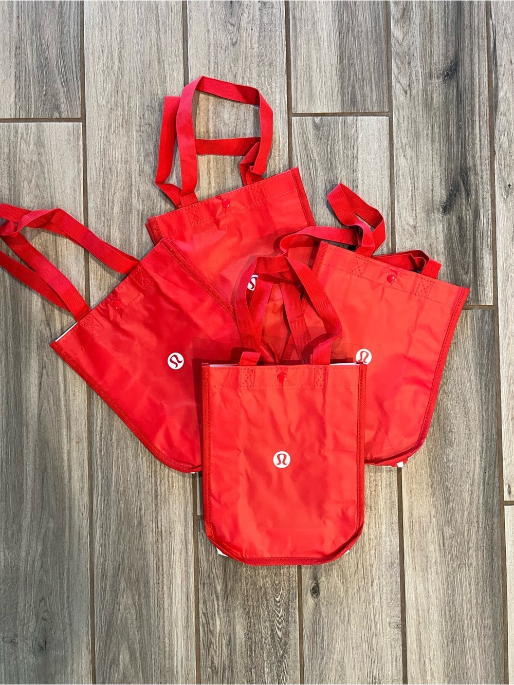 Lululemon Reusable Shopping Bags Bundle Red Logo Tote Lot of 4 Small